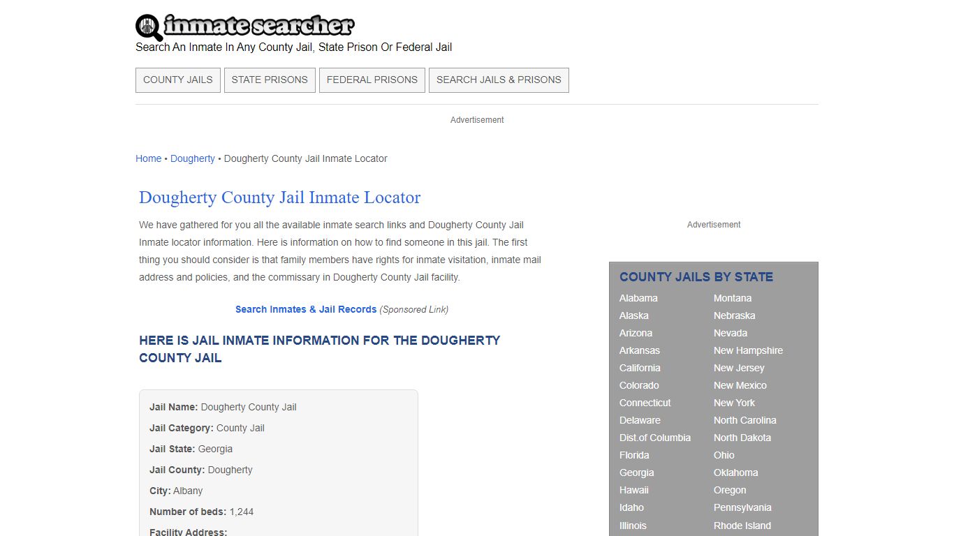 Dougherty County Jail Inmate Locator - Inmate Searcher